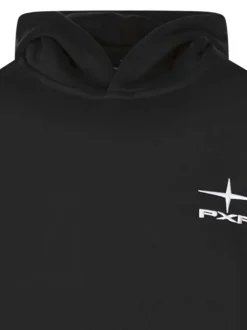 Sweat en coton noir uni coupe ajustée avec une poche kangourou