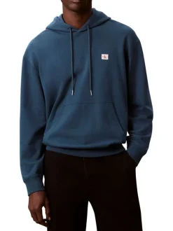 Sweat en coton nuit uni avec une coupe droite et une capuche