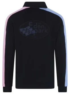 Sweat en coton nuit uni coupe droite col polo et un grand logo dans le dos