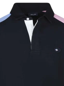 Sweat en coton nuit uni coupe droite col polo et un grand logo dans le dos
