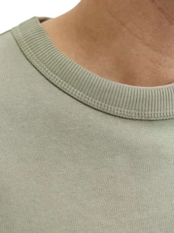 Sweat en coton olive pourvu d'un col rond et de manches longues