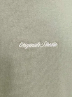 Sweat en coton olive pourvu d'un col rond et de manches longues