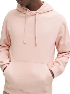 Sweat en coton pêche à coupe droite pourvu d'un col à capuche