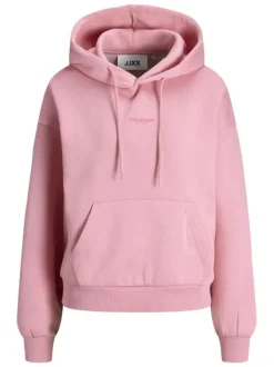Sweat en coton rose pourvu d'un coupe droite et d'un col à capuche