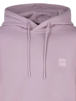 Sweat en coton rose uni avec une coupe droite et un col à capuche
