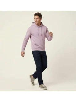 Sweat en coton rose uni avec une coupe droite et un col à capuche