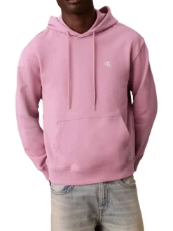 Sweat en coton rose uni avec une coupe droite et une capuche