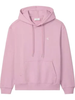 Sweat en coton rose uni avec une coupe droite et une capuche