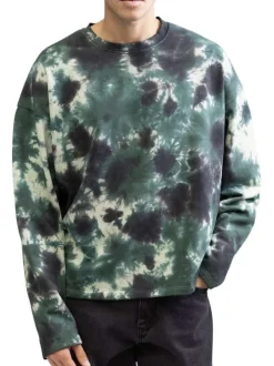 Sweat en coton sapin imprimé avec une coupe ample et un col rond