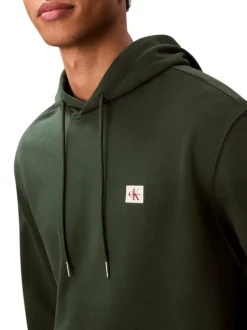 Sweat en coton sapin uni avec une coupe droite et un col à capuche