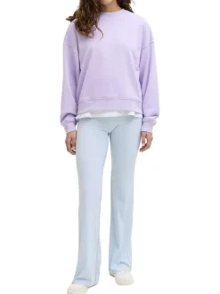 Sweat en coton violet pourvu d'un col rond et de manches longues