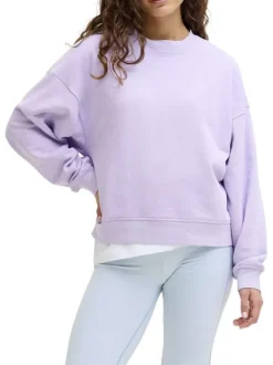 Sweat en coton violet pourvu d'un col rond et de manches longues