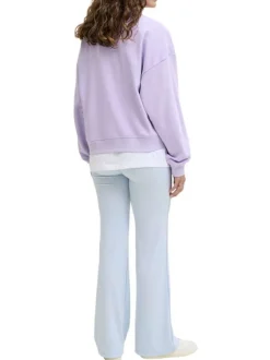 Sweat en coton violet pourvu d'un col rond et de manches longues