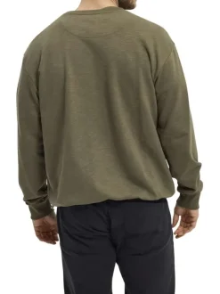Sweat Grande Taille en coton kaki à imprimé, manches longues et col rond