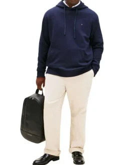 Sweat grande taille en coton marine avec une coupe ajustée et un col à capuch