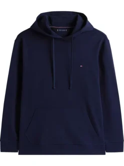 Sweat grande taille en coton marine avec une coupe ajustée et un col à capuch