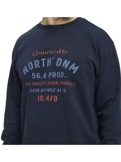 Sweat Grande Taille en coton marine droit à col rond et manches longues