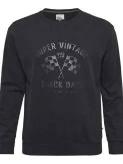 Sweat Grande Taille en coton noir à imprimé ton sur ton et coupe droite