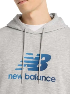 Sweat gris avec un imprimé un col à capuche et une coupe droite