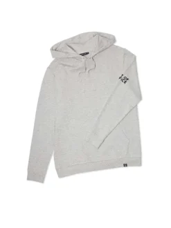 Sweat gris clair uni en coton à col à capuche coupe ajustée