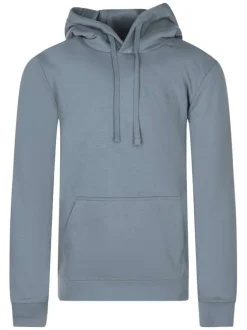 Sweat gris uni à coupe droite avec un col à capuche et logo en relief
