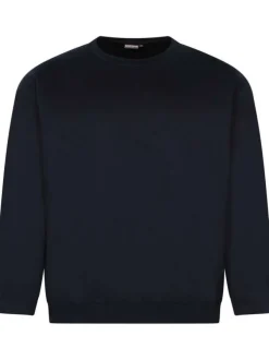 Sweat homme marine uni avec un col rond et des manches longues