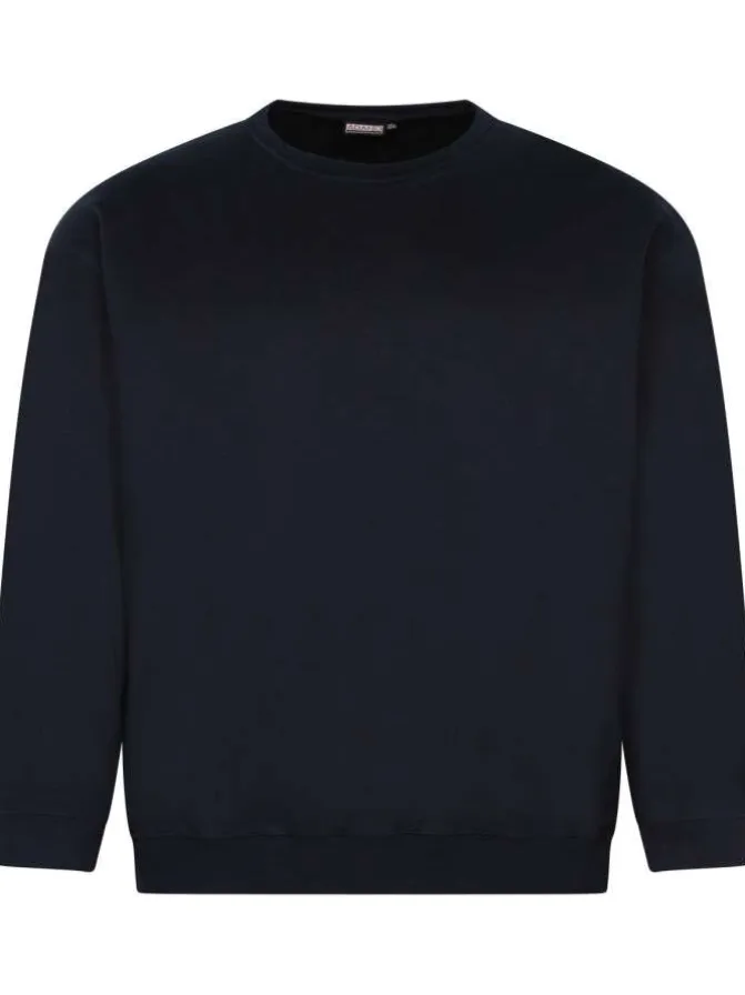 Sweat homme marine uni avec un col rond et des manches longues