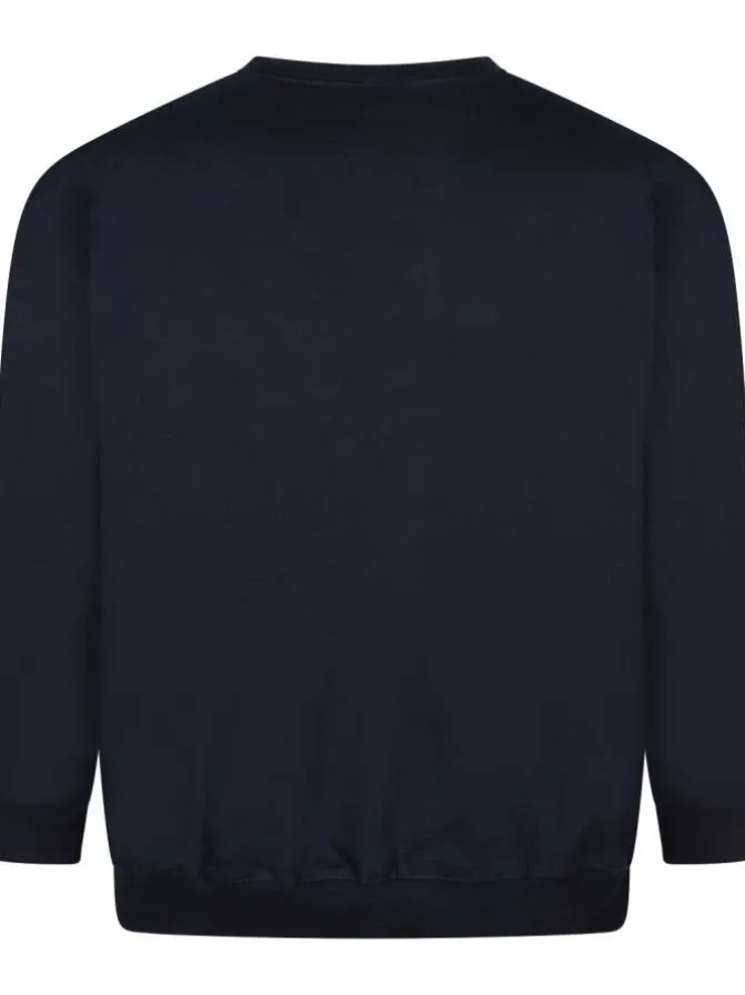Sweat homme marine uni avec un col rond et des manches longues