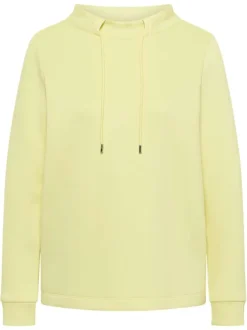 Sweat jaune uni pourvu d'une coupe droite et d'un col montant
