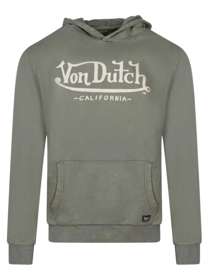 Sweat manches longues kaki uni avec une coupe droite et un col à capuche