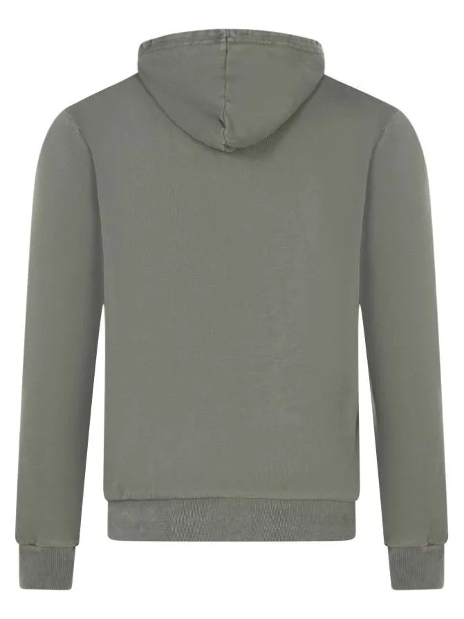 Sweat manches longues kaki uni avec une coupe droite et un col à capuche
