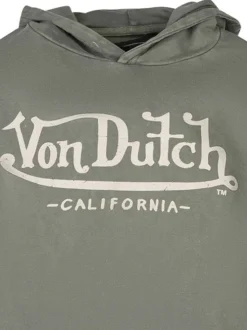 Sweat manches longues kaki uni avec une coupe droite et un col à capuche