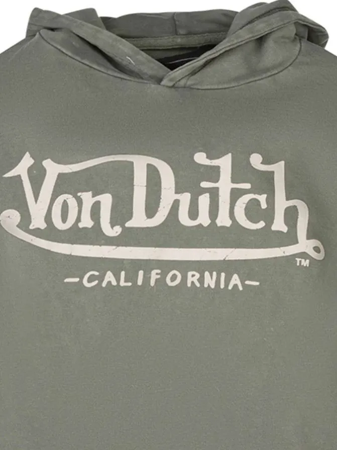 Sweat manches longues kaki uni avec une coupe droite et un col à capuche