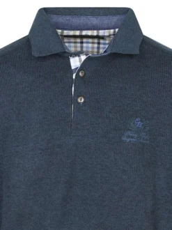 Sweat marine moucheté avec un col polo et des manches longues
