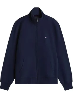 Sweat marine pourvu d'une coupe ajustée et d'un col montant zippé