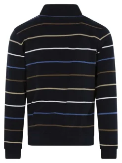 Sweat marine rayé coupe ajustée col camionneur avec une fermeture zippée