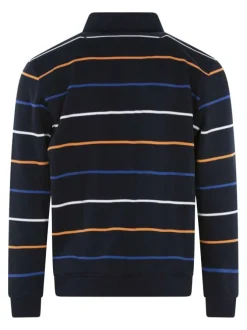 Sweat marine à rayures avec une coupe droite et un col polo
