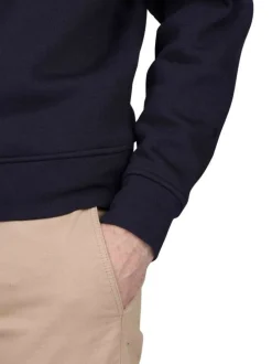 Sweat marine uni avec une coupe droite et un col rond à logo iconique