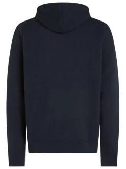 Sweat marine uni coupe droite avec un col à capuche et poche kangourou