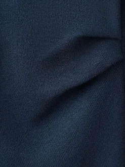 Sweat marine uni en maille fine avec une coupe ajustée et un col montant
