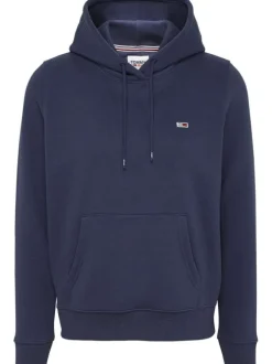 Sweat marine uni pour femme avec petit logo Tommy Hilfiger coupe droite