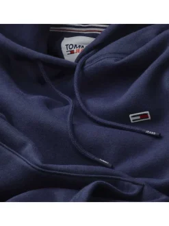 Sweat marine uni pour femme avec petit logo Tommy Hilfiger coupe droite