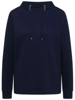 Sweat marine uni pourvu d'une coupe droite et d'un col montant