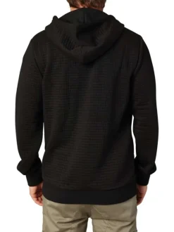 Sweat noir avec un motif quadrillage en relief et un col à capuche