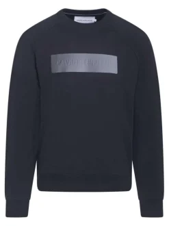 Sweat noir en coton uni coupe droite col rond