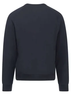 Sweat noir en coton uni coupe droite col rond
