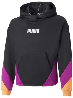 Sweat noir fantaisie coupe régular avec un col à capuche et une poche kangourou