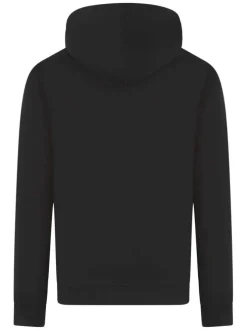 Sweat noir à imprimé avec un col à capuche et des manches longues