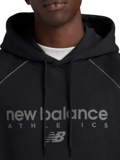 Sweat noir imprimé logo avec une coupe droite et un col à capuche