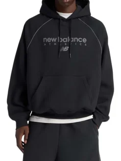 Sweat noir imprimé logo avec une coupe droite et un col à capuche